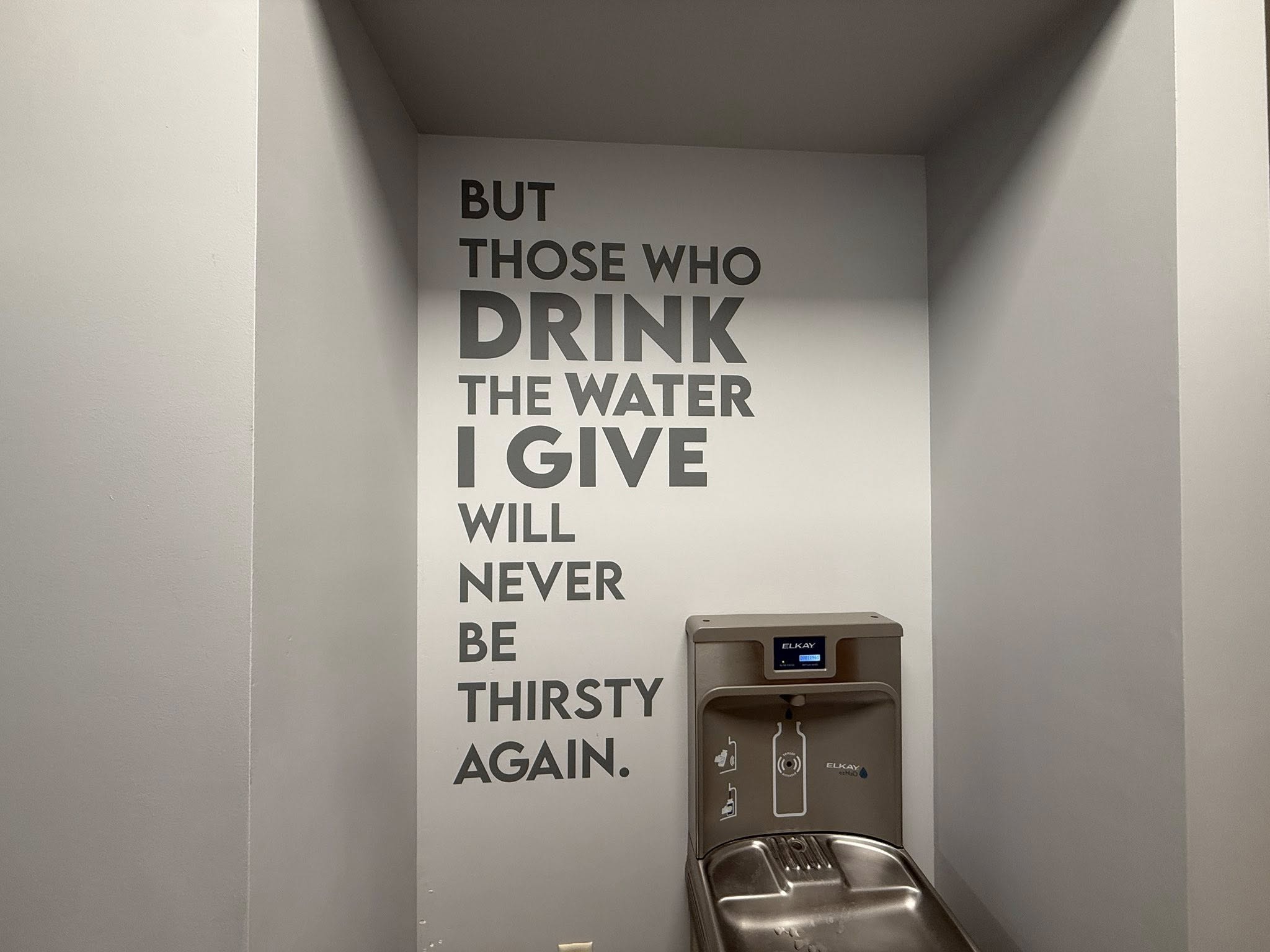 Interior wall lettering installation